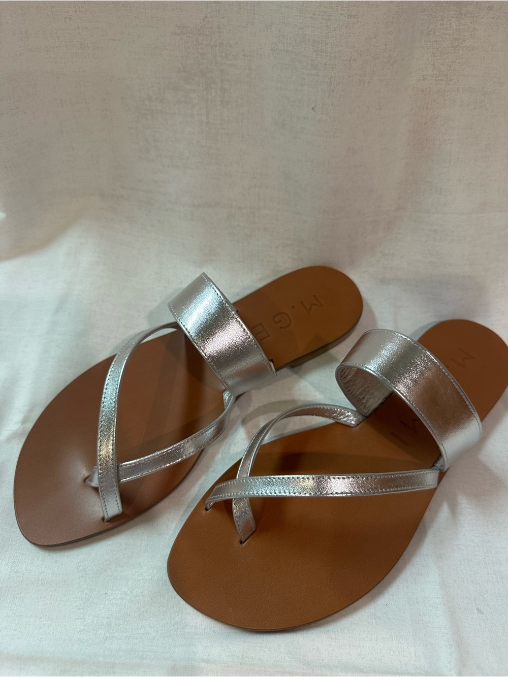 M Gemi The Medio Leather Sandal Silver Size 7.5